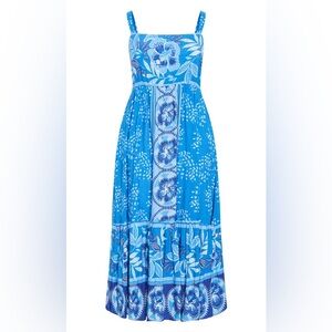 City Chic Blue Floral Maxi Dress Boho Summer Vacation Resortwear Large